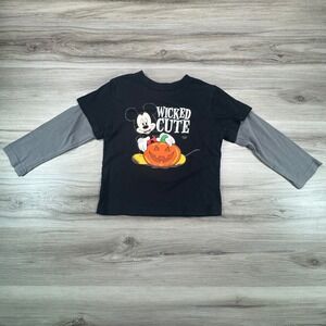 Disney Mickey Mouse Wicked Cute Halloween Shirt Gray Long Sleeve‎ 5T Toddler